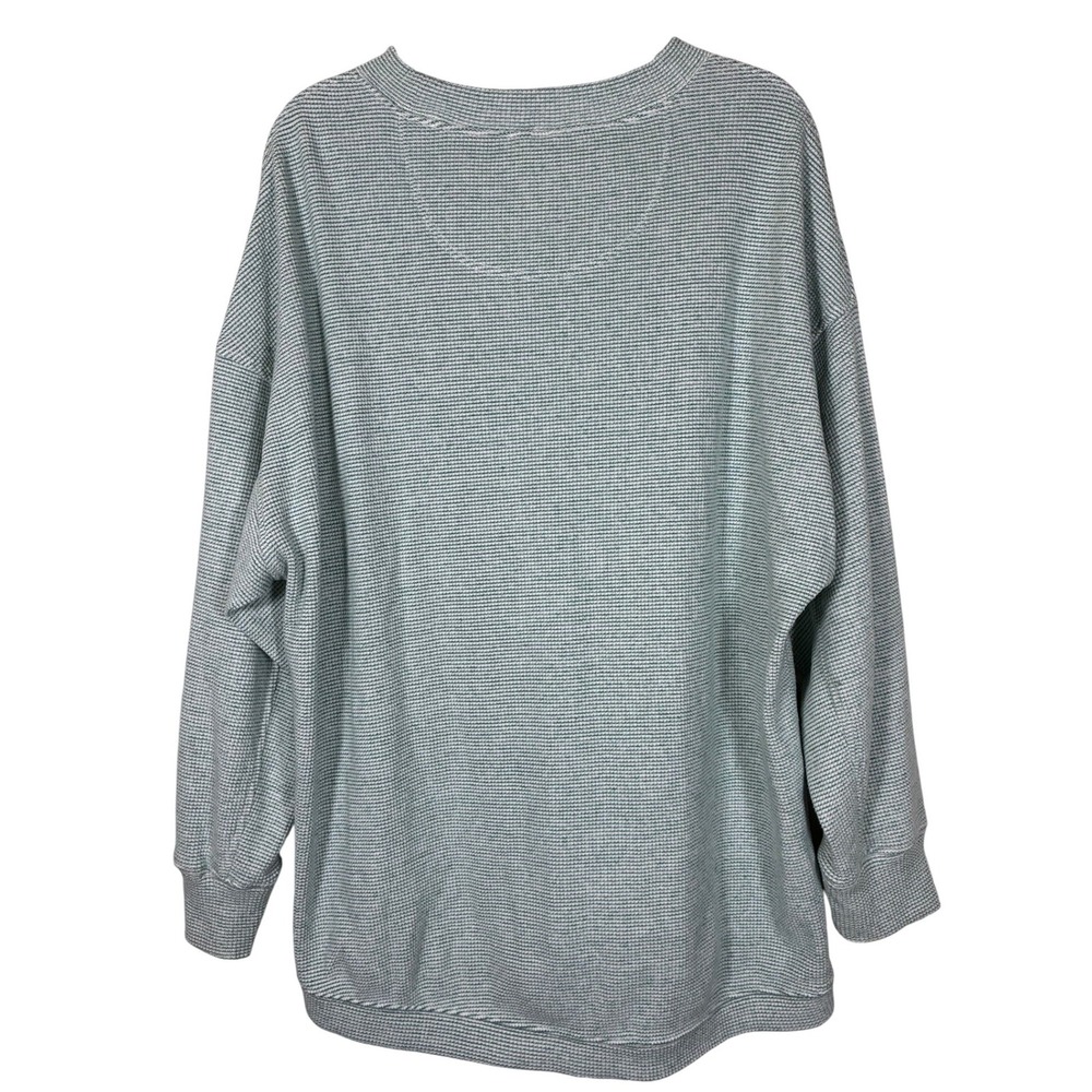 Aerie Women's L Green Oversized Waffle Knit Sweatshirt Crewneck Thermal Slouchy - Picture 3 of 7